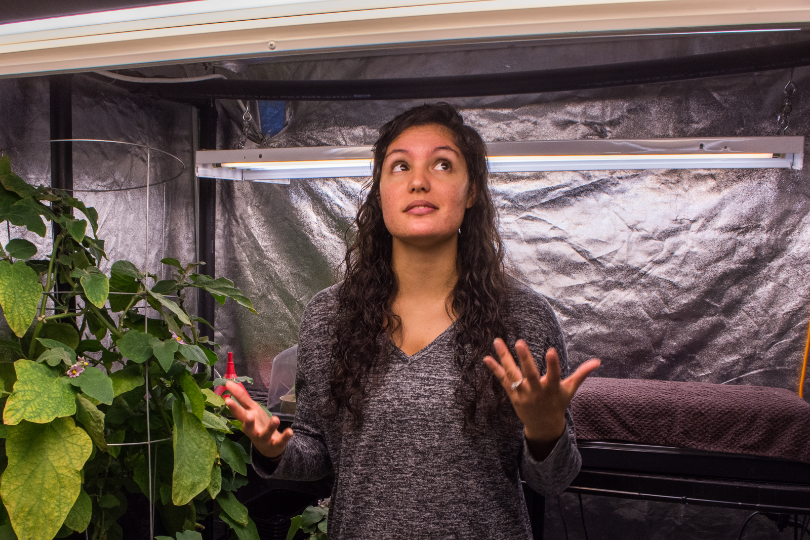 alya in her hydroponics tent